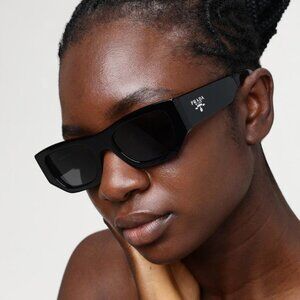 NEW PRADA SPRA01 16K08Z UNISEX SUNGLASSES PRA01S BLACK GEOMETRIC SPR A01